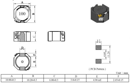 Power Inductor MCU1060 Series Configuration and dimensions